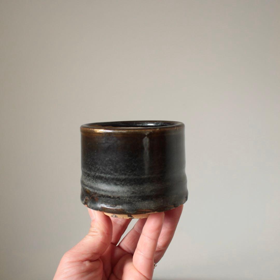 壺屋 褐釉 火入 筒茶碗 古美術 古道具 アンティーク 壺屋焼 会津本郷焼