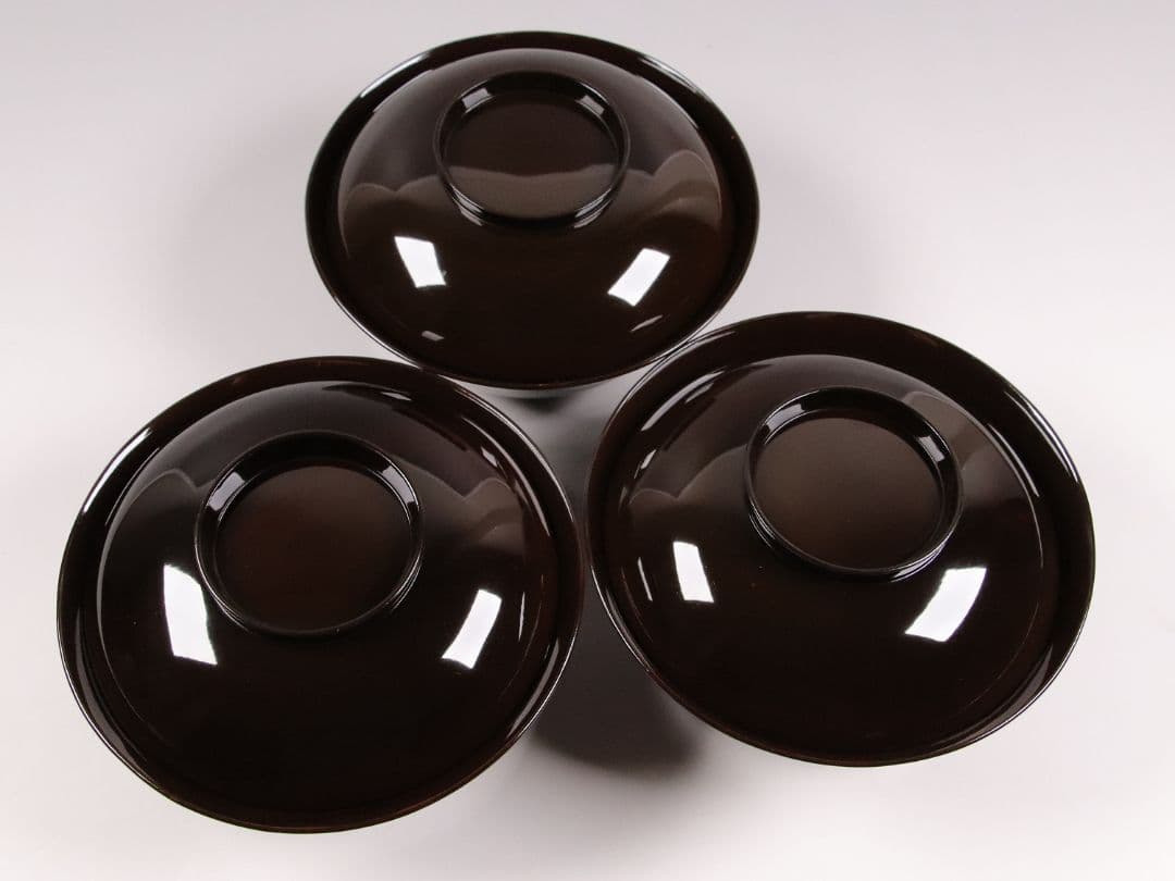 CK75 時代 木製漆器 輪島塗 蝶金蒔絵 黒塗椀 三客 天然木 梨地