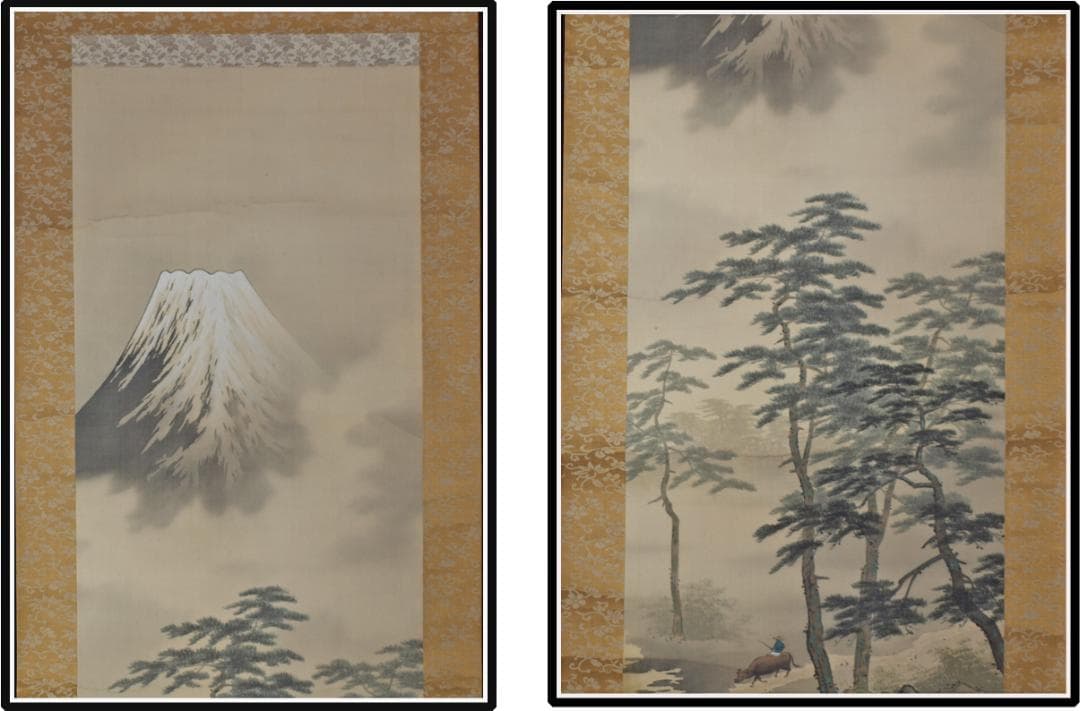 時代の掛軸　風景　肉筆保証　蔵整理不用品処理　中国美术品 X1091C16-9