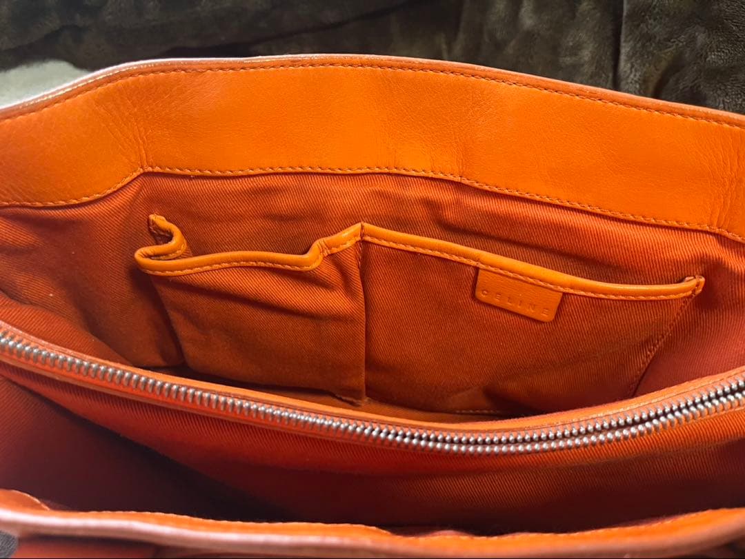 CELINE セリーヌ ブギーバック ハンドバッグ オレンジ 本革