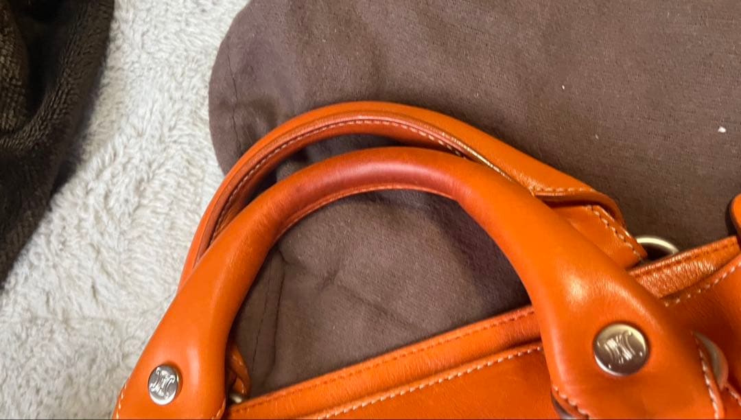 CELINE セリーヌ ブギーバック ハンドバッグ オレンジ 本革