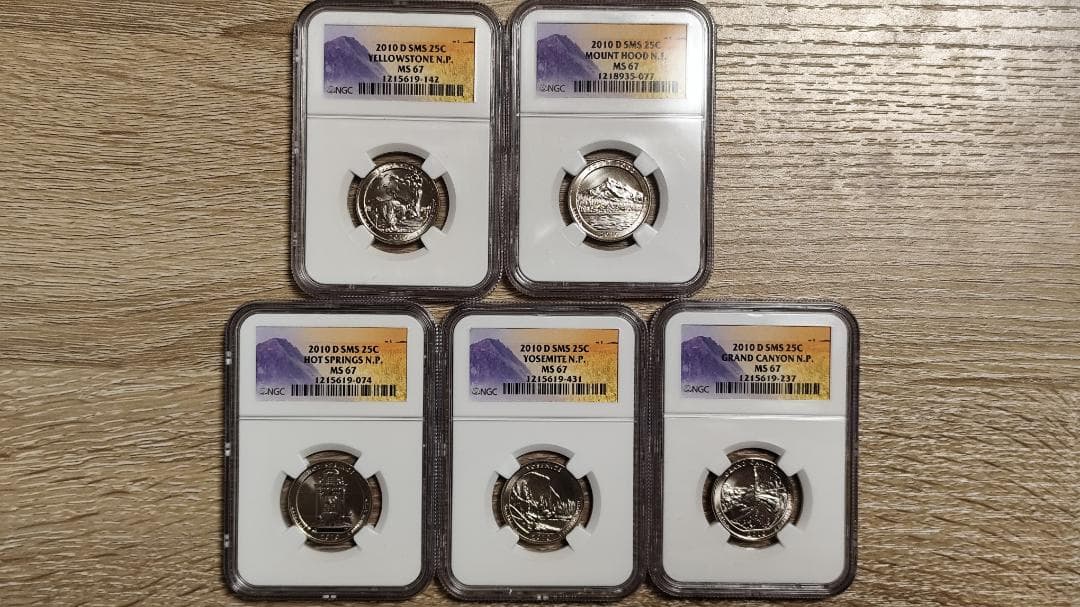 NGC MS67☆2010D アメリカ クォーター 25セント コイン 5枚組