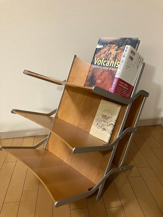 イタリア製 YCAMI イカミ 折りたたみ式 マガジンラック アルミ+木材