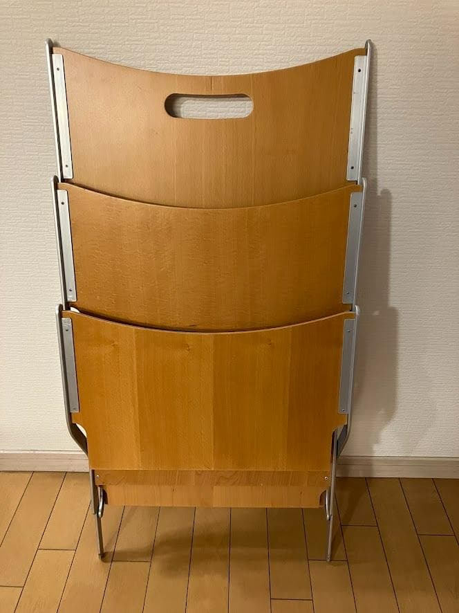 イタリア製 YCAMI イカミ 折りたたみ式 マガジンラック アルミ+木材