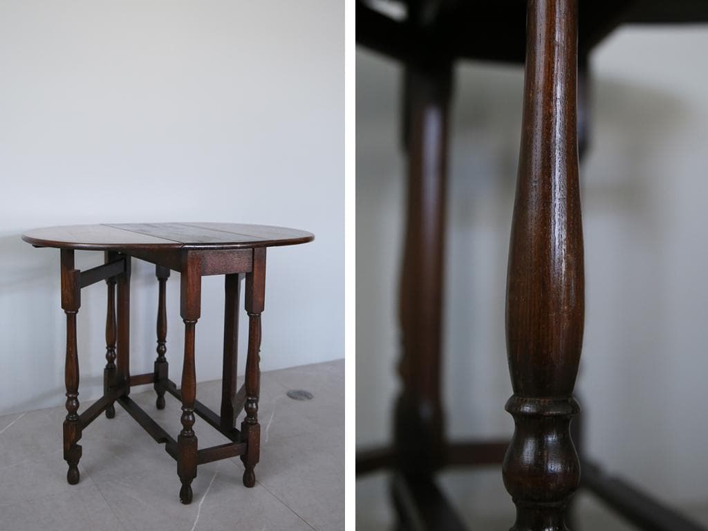 英国アンティーク木製ゲートレッグテーブル/ダイニング机バタフライ(89-118)