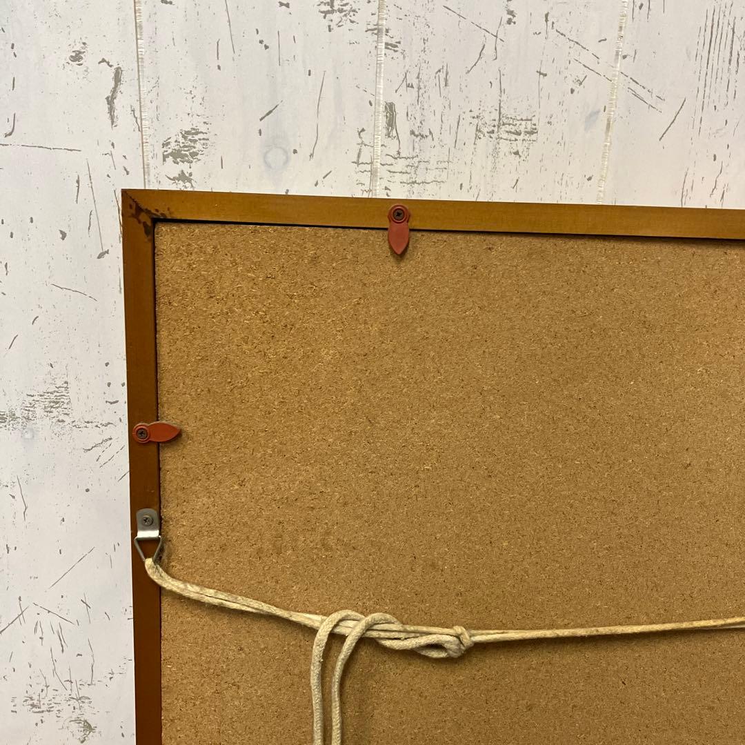 昭和レトロ 油絵 絵画 油彩画 風景画 街並み 雨の日 額装 額入り 額縁