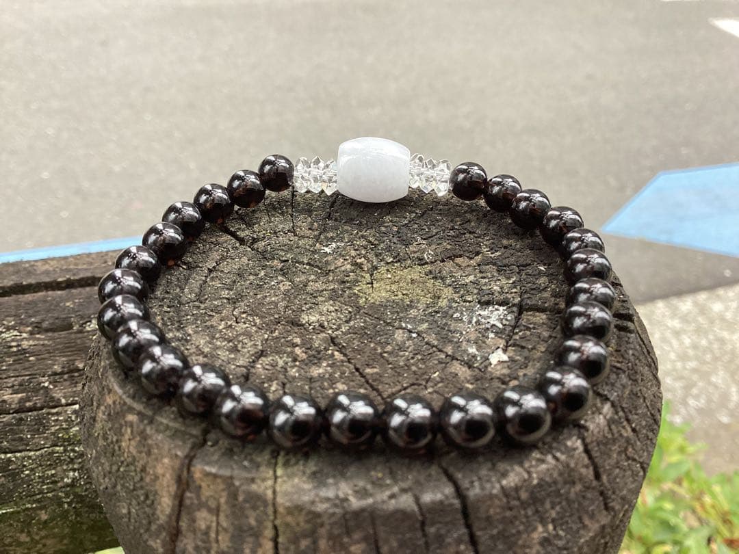 ✳お値段最安値‼️ 本物ブレスレット 糸魚川翡翠棗型&黒平スモーキー