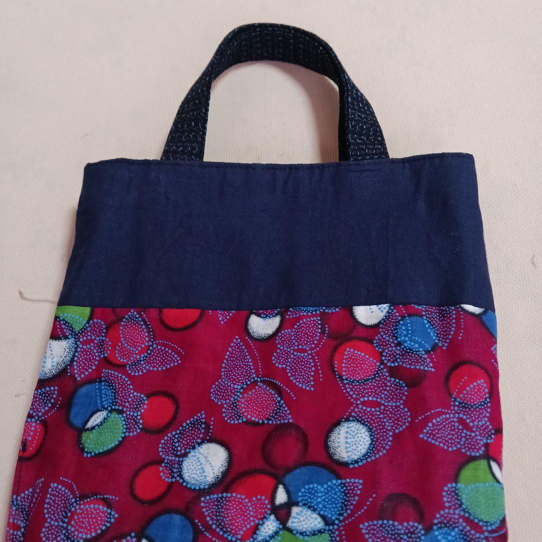 古布リメイク～型染め雪ん子絣縞藍染パッチワーク古布バック - メルカリ