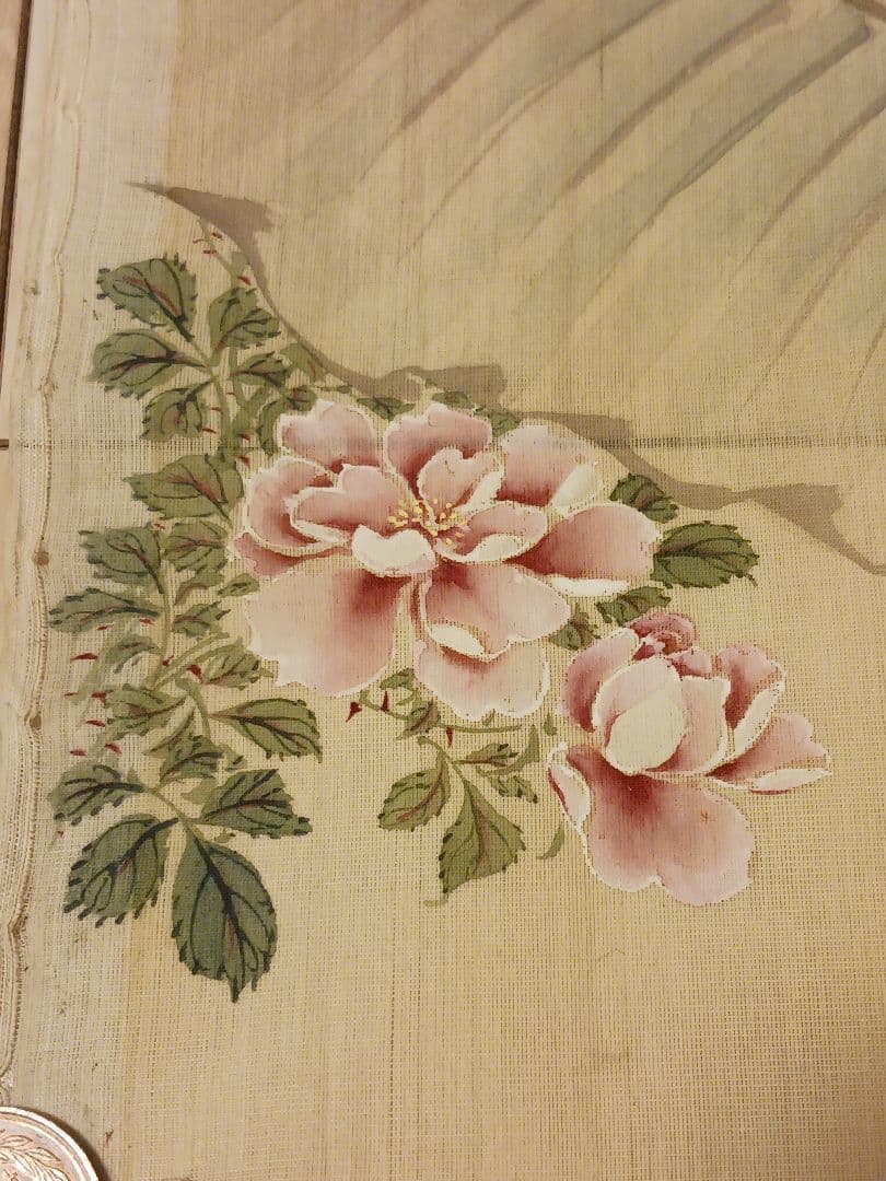 田能村小斎 幕末～明治 画家 播磨 花図 蛙 絹本 肉筆 まくり 和