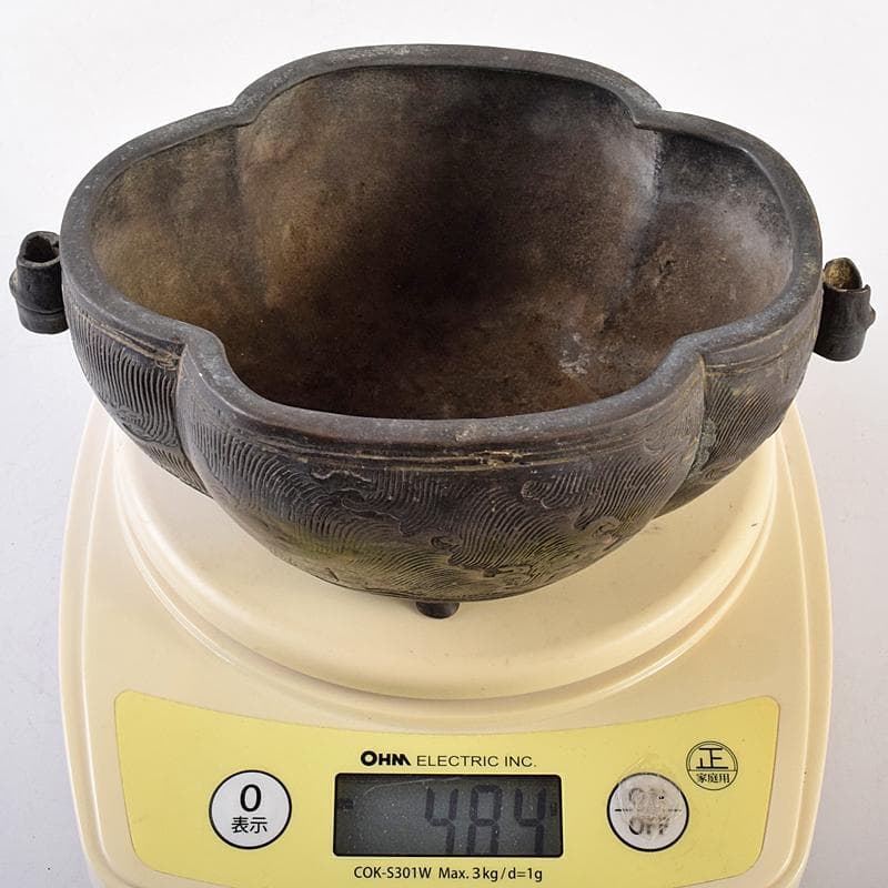 中国 古銅 波刻 木瓜形双耳香炉 M R8837 - メルカリ