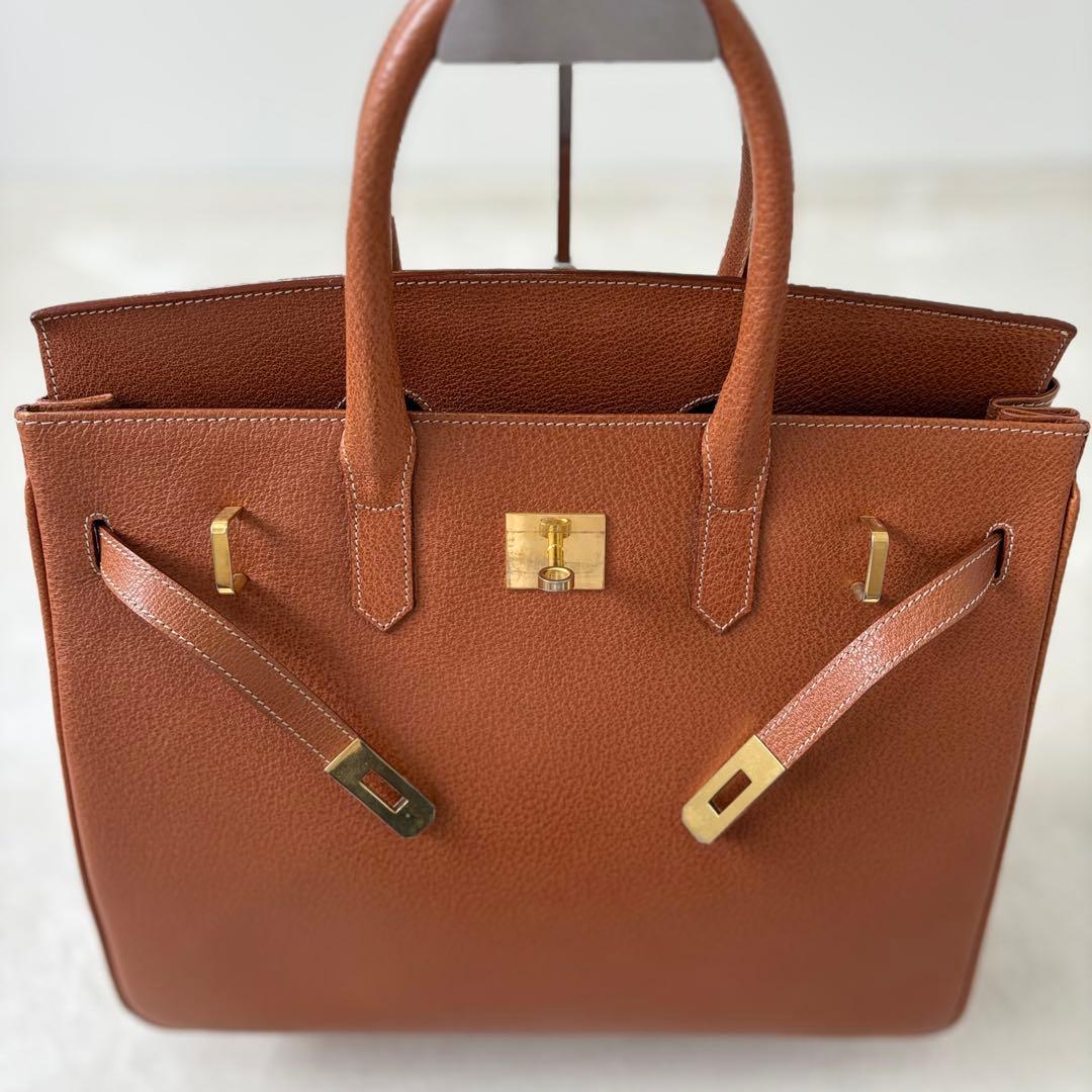 【極美品✨】ノーブランド品 大人気型 ハンドバッグトート 本革 金金具35 A4