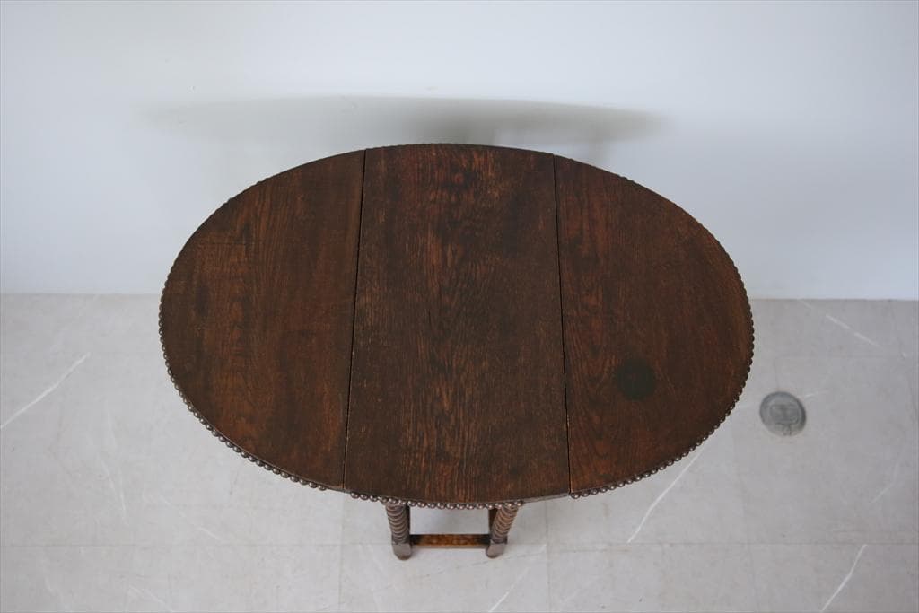 英国アンティーク木製ゲートレッグテーブル/ダイニング机バタフライ(89-211)