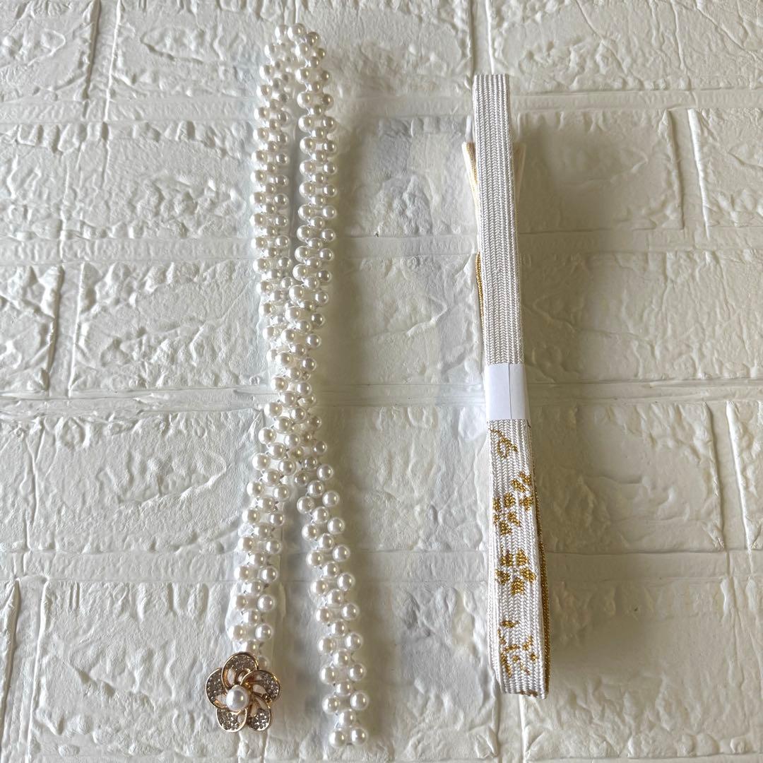 ふりふレース 髪飾りセット 重衿 半衿 帯揚げ 帯締め パール装飾 振袖