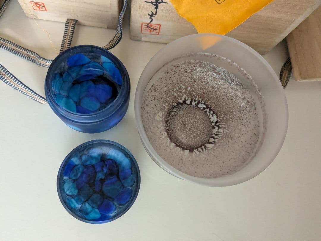 高橋幸夫 ガラス 抹茶碗 ガラス棗（ガラスなつめ）木箱入り