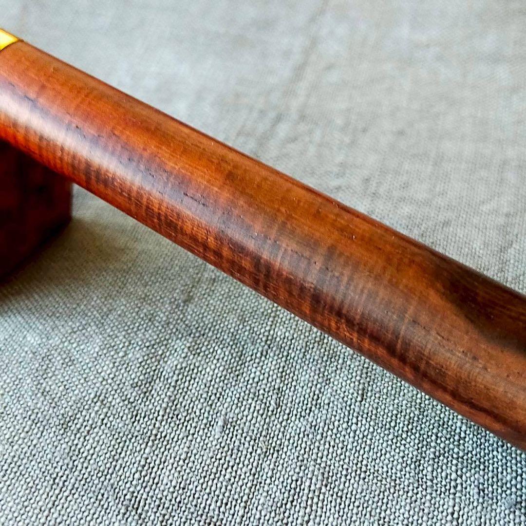 本紫檀　糸縮杢　ハンドメイド　木軸シャープペン　0.5mm　天然木　ゴールド