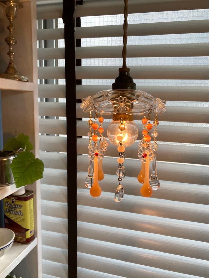 専用）ミニシャンデリア 1920年 （オレンジドロップ） オパリン フランス