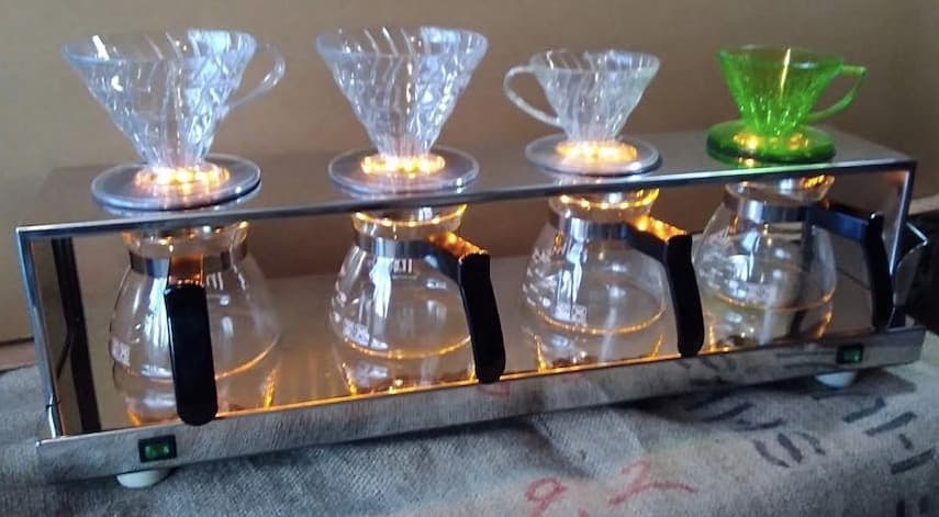 4連 珈琲ワーマー（保温機）ドリッパー台付き イルミネーション・ろ紙