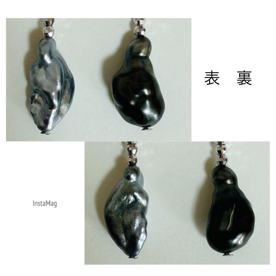 M1203-1)K18WGタヒチ,南洋ケシパールアメリカンピアス