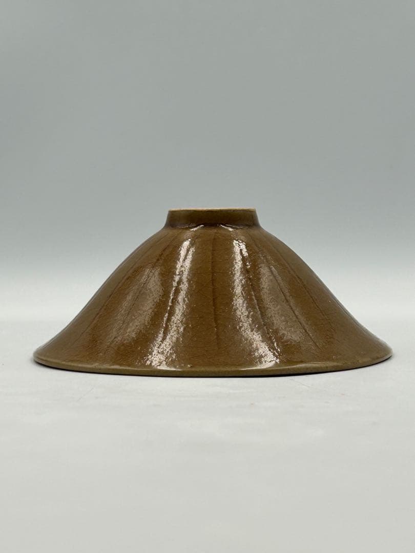 ☆0062宋時代 耀州窯 黄釉唐草紋碗 盃 陰刻 ☆天目茶碗 茶道具 茶器