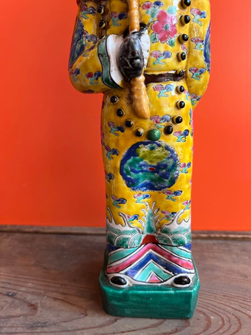 1370  中国 骨董　福建會館  游長子造　十錦 粉彩　漢人　置物　時代物