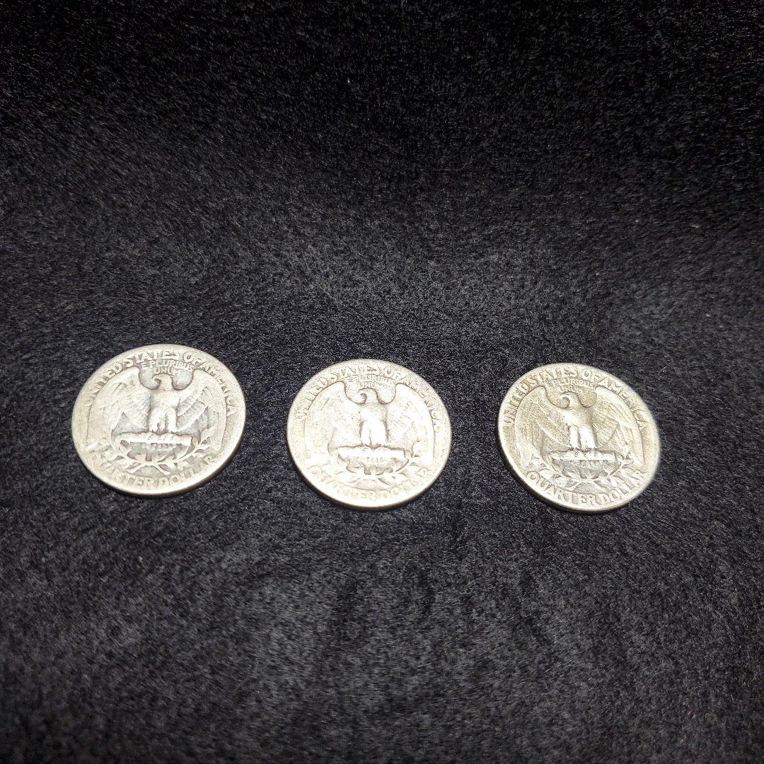 アメリカ、1942～1952年発行の25セント銀貨(銀90％)、3枚 - メルカリ