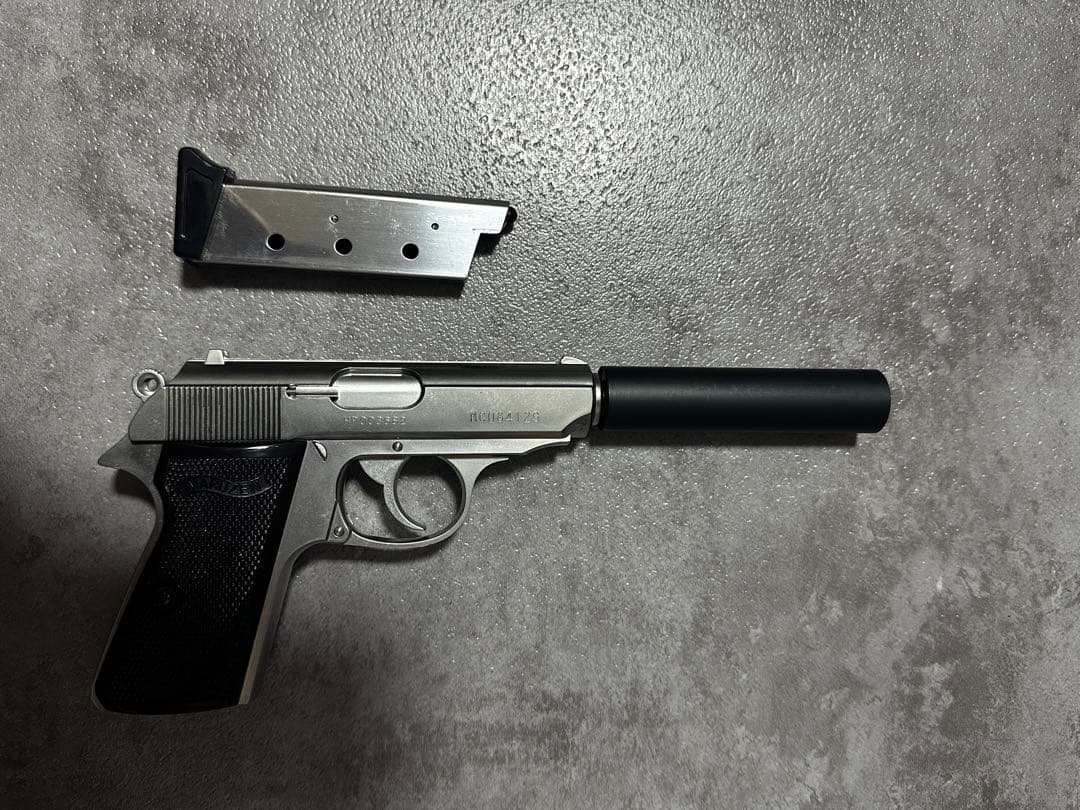 off】マルゼン ワルサーPPK シルバー ガスガン 静音カスタム