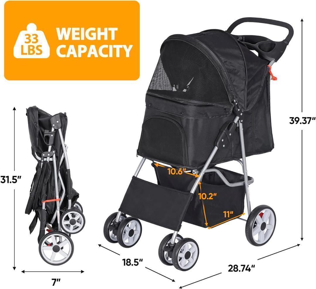 M2798-103-65】ペットカート 4輪 折りたたみ 犬用カート