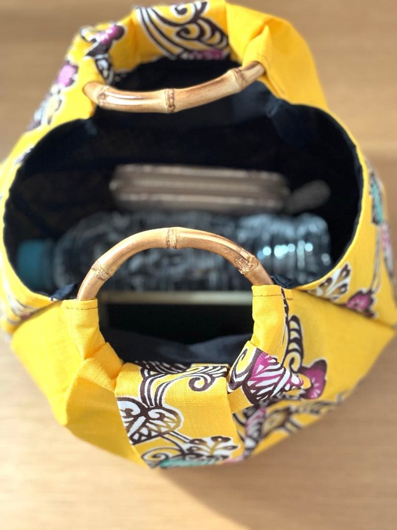 和装バック着物バック琉球紅型・琉球柄・葵の柄（向日葵色）入学卒業結婚振袖お宮参り