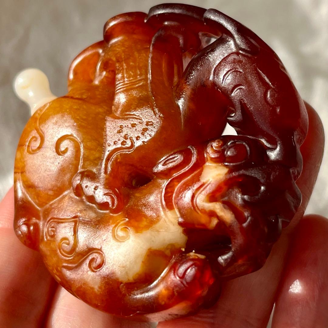 江戸明治時代 獅子図金具 骨製キセル入れ 大玉龍図根〆 銀製キセル