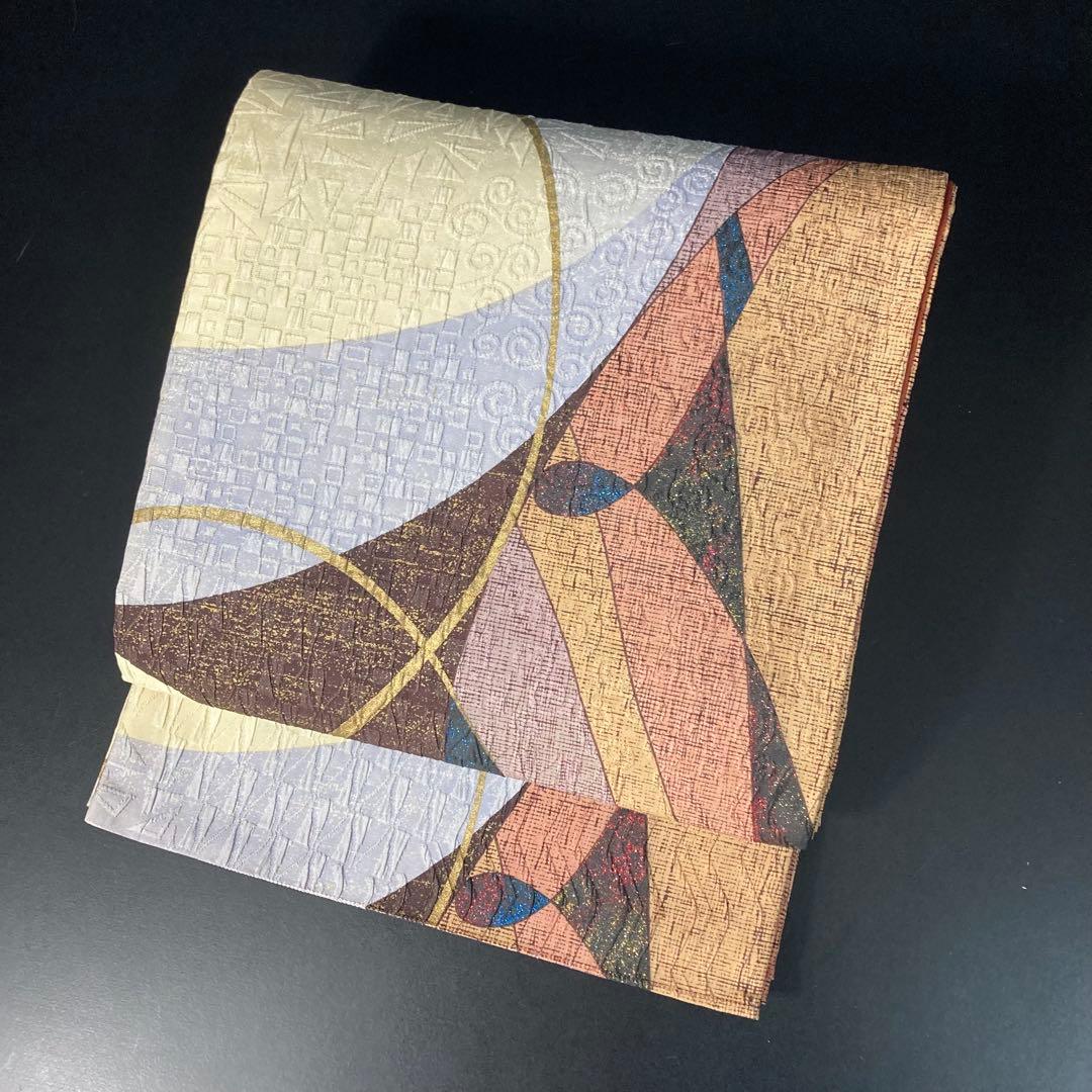 FF-212 袋帯 全通 洒落袋帯 モダン 膨れ織 正絹 芯なし 正絹 柔らか