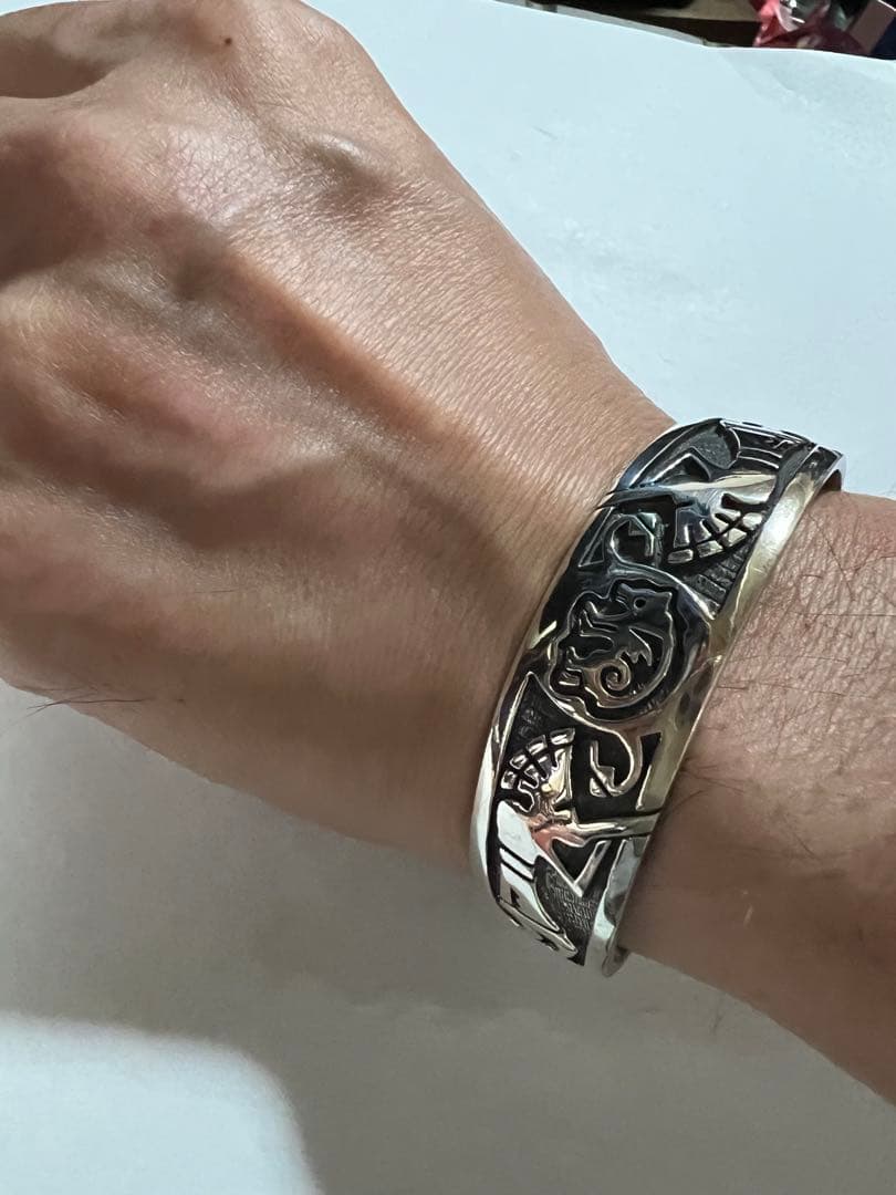 SAAD シルバー 彫刻入り バングルオーバーレイ