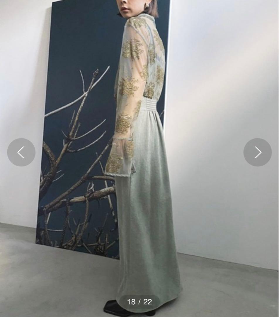 2日間限定特価！AmeriVINTAGE FLOWER DRESS M セージ