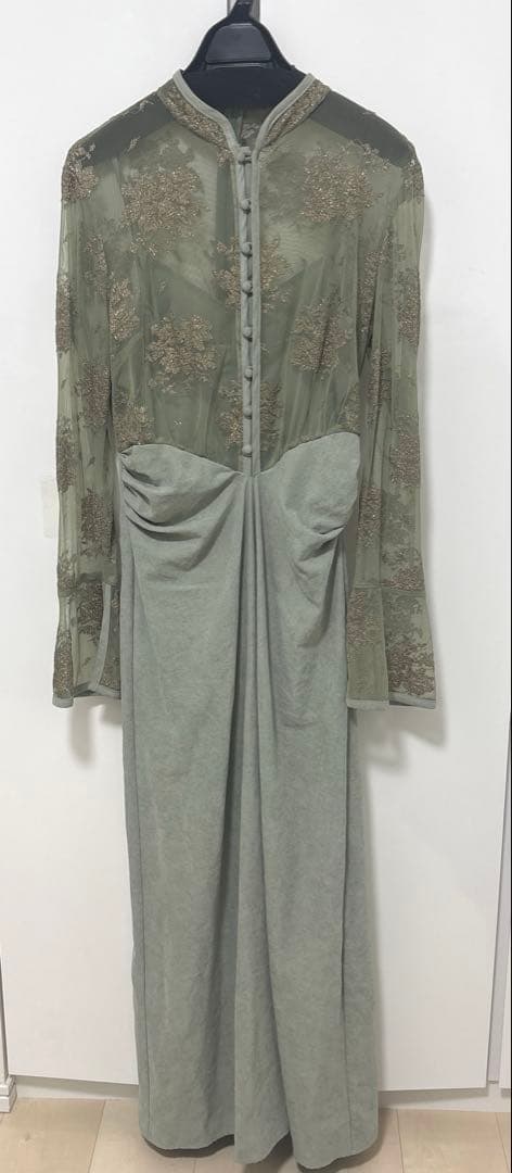 2日間限定特価！AmeriVINTAGE FLOWER DRESS M セージ