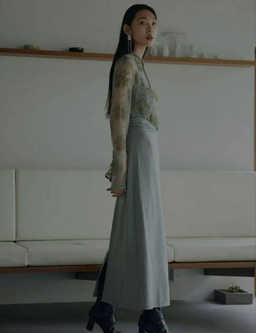 2日間限定特価！AmeriVINTAGE FLOWER DRESS M セージ