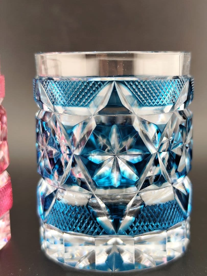 極希少】復刻薩摩切子 阪本光男 作 ペアぐい呑み（切子、江戸切子