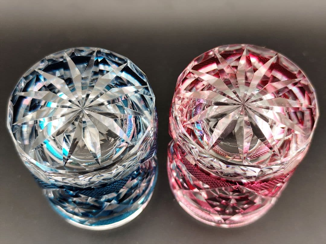 極希少】復刻薩摩切子 阪本光男 作 ペアぐい呑み（切子、江戸切子