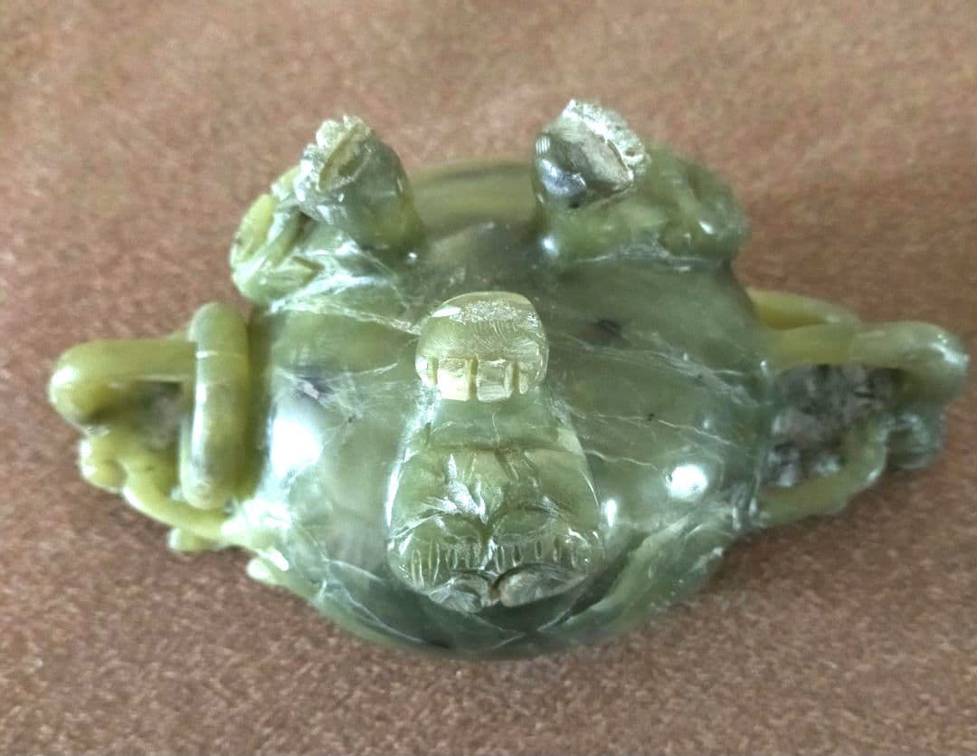 翡翠 天然石 三足 龍耳付き 龍神 風水 香炉 中国伝統美術彫刻 わけ有り