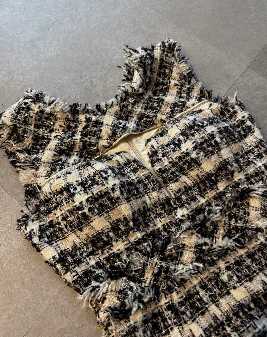 【ROBE de FLEURS】Glossy ローブドフルール ツイードドレス