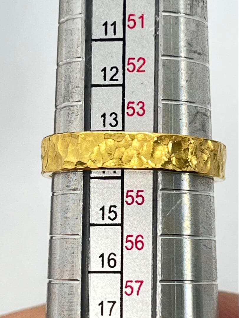 K24 純金 槌目リング 4.67g指輪 リング 刻印あり ハンドメイド