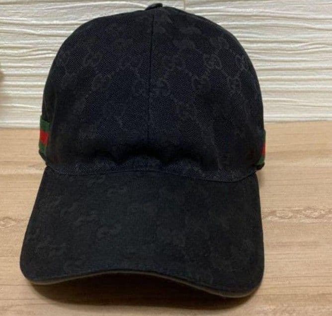 GUCCI キャップ シェリーライン 黒 ユニセックス Lサイズ 59cm - メルカリ