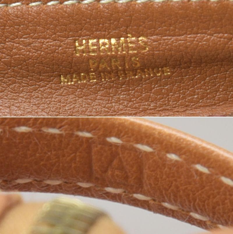 美品◇エルメス ペンケース メイクポーチ カーフレザー ブラウン □A