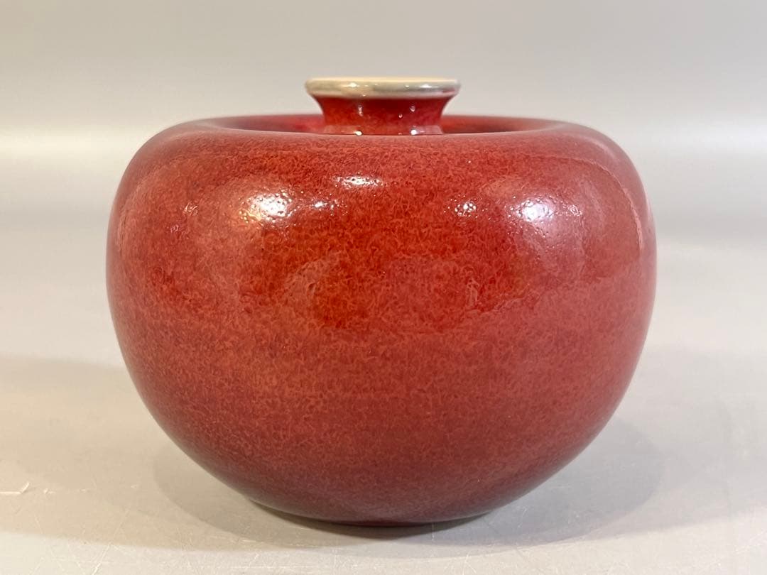 清時代 康熙年製 豆紅釉苹果尊・時代物・古陶磁・古賞物・