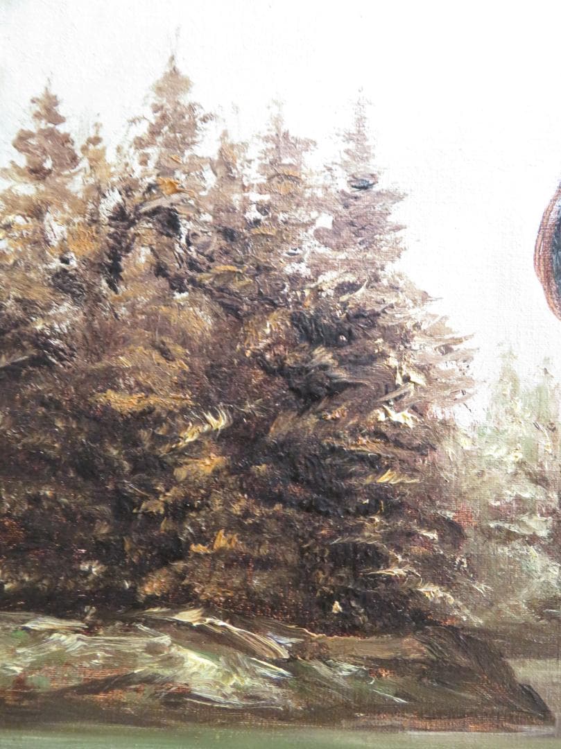 能仲ヤツヲ　「湖の女」　油彩　F6号　　モダンアート会員　叙情とロマンの世界