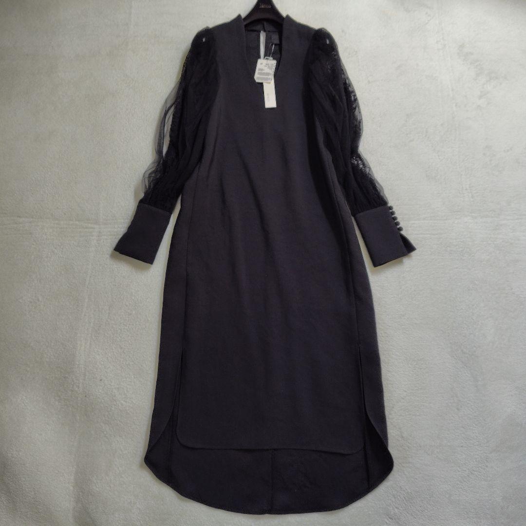 新品 定価4.2万 ステア レーススリーブワンピース ブラック