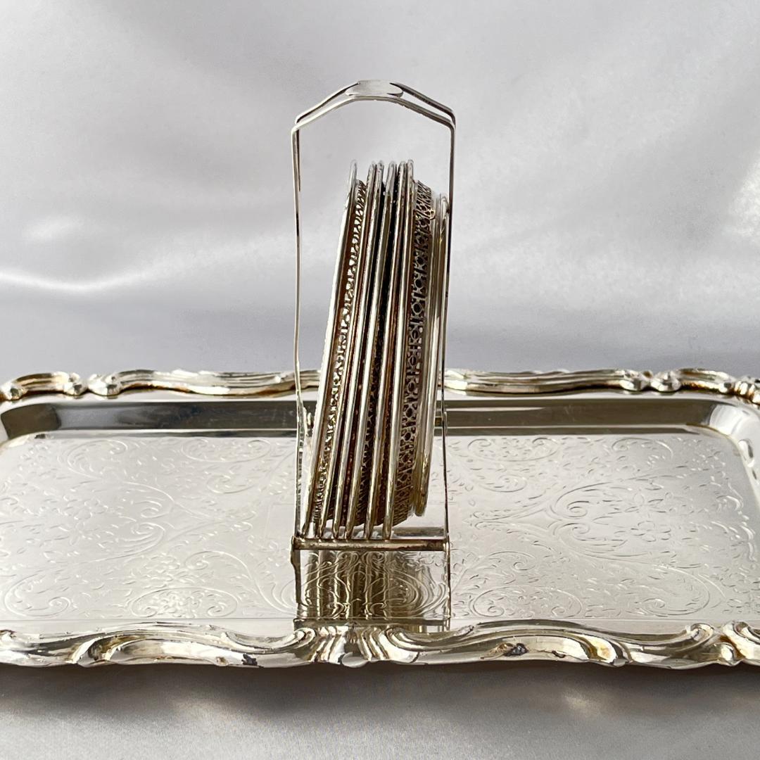 Webster】【純銀 / ガラス】 透かしのコースター 6枚 スターリング