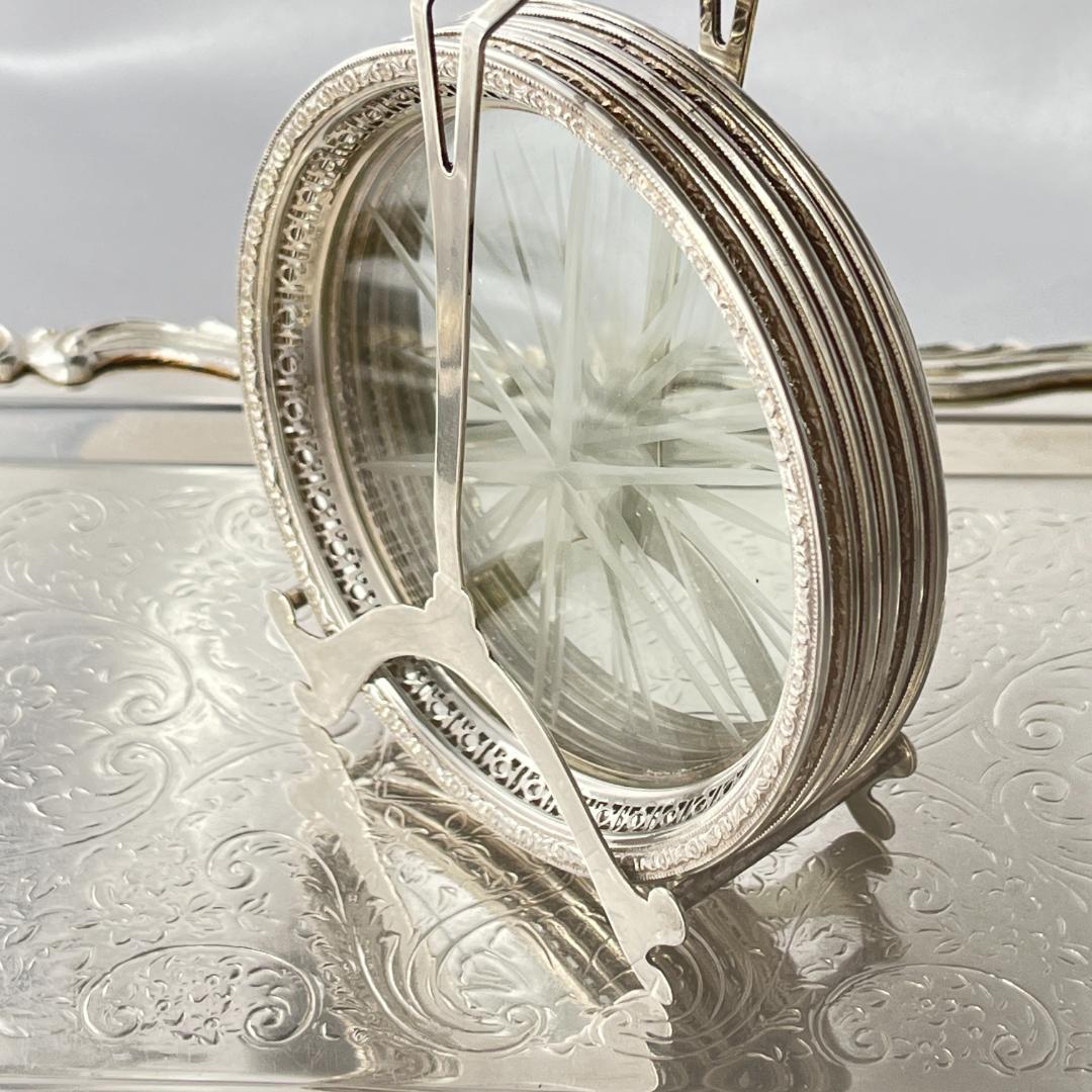 Webster】【純銀 / ガラス】 透かしのコースター 6枚 スターリング