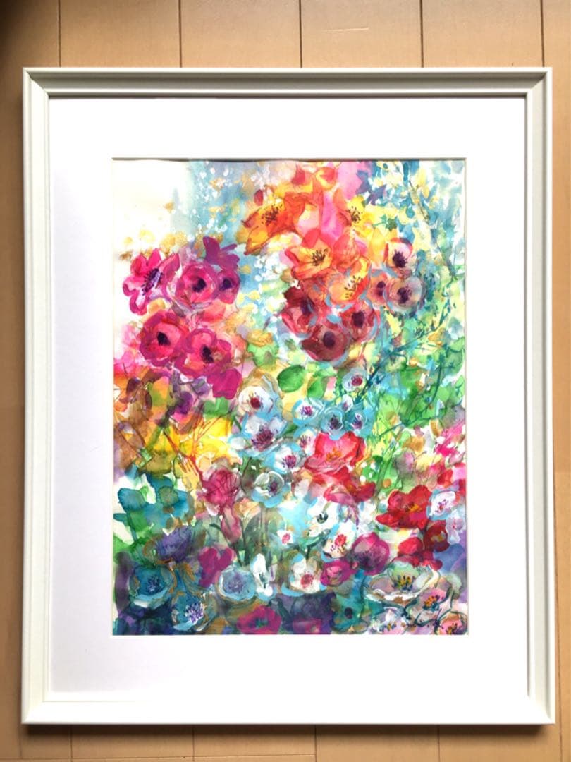 処分SALE！ 春花のメロディー 水彩画 大きな絵