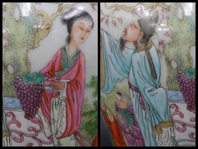 清時代 雍正年製在銘粉彩色絵『人物物語文』飾壺/ 花器