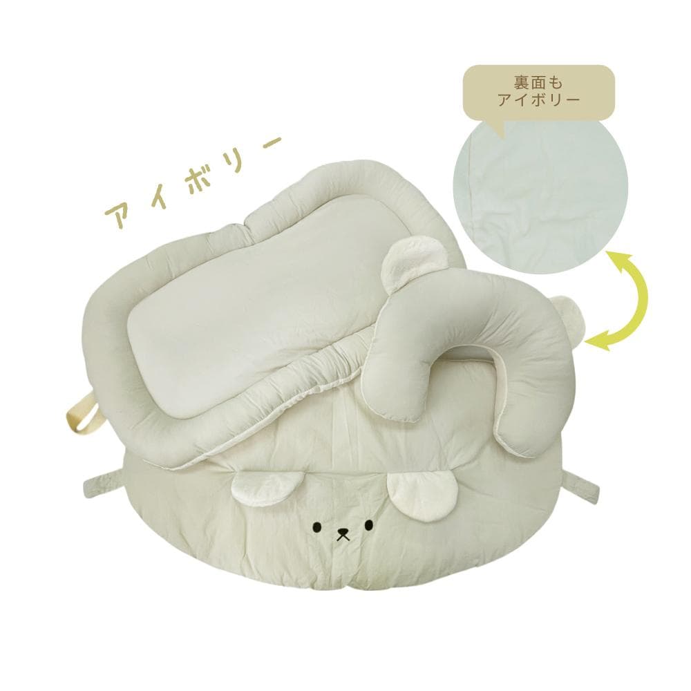 Lサイズ カーキ×ブラウン ペットカートクッション あごのせ枕 マット