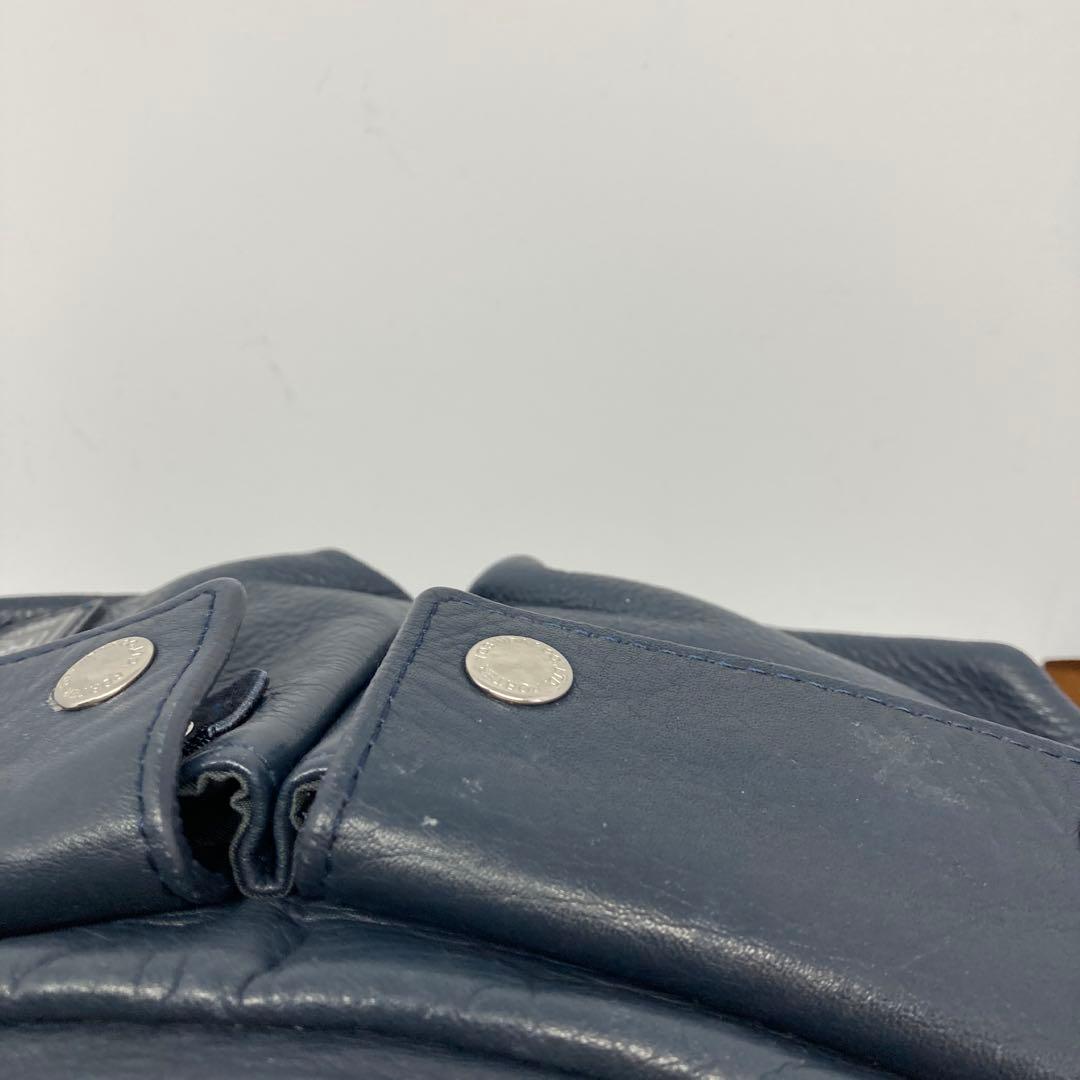 PORTER ネイビー レザー ショルダーバッグ